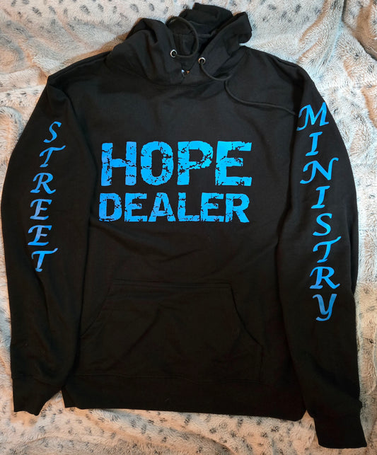 Hope Dealer Light Weight Hoodie Black w/blue
