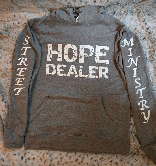 Hope Dealer Light Weight Hoodie Light Grey w/white