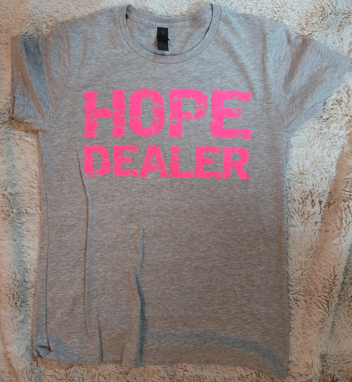 Hope Dealer Ladies T-Shirt Light Heather Grey w/pink