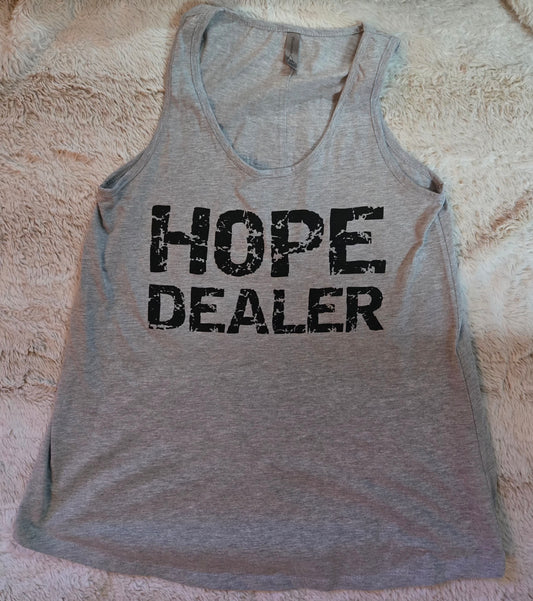 Hope Dealer Ladies Flowy Tank Light Heather Grey w/black