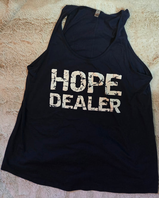 Hope Dealer Ladies Flowy Tank Navy w/white