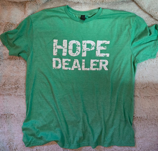 Hope Dealer T-Shirt Heather Light Green w/white